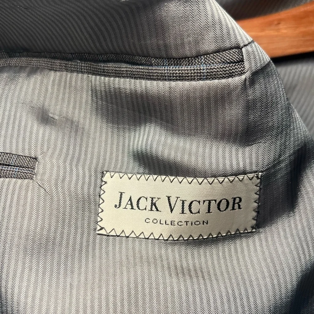 Jack Victor Collection Suit Jacket Sport Coat Plaid Size 43R  Loreto CT Wool